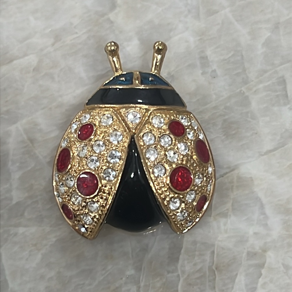 Vintage Pave Ladybug Pin by Roman